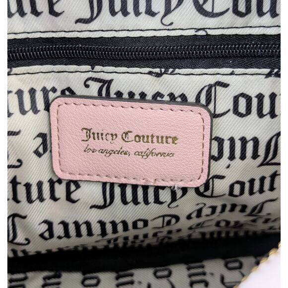 NEW Juicy Couture Pink Diamond Heritage Crossbody Bag Velour Embroidered Heart - Picture 7 of 7